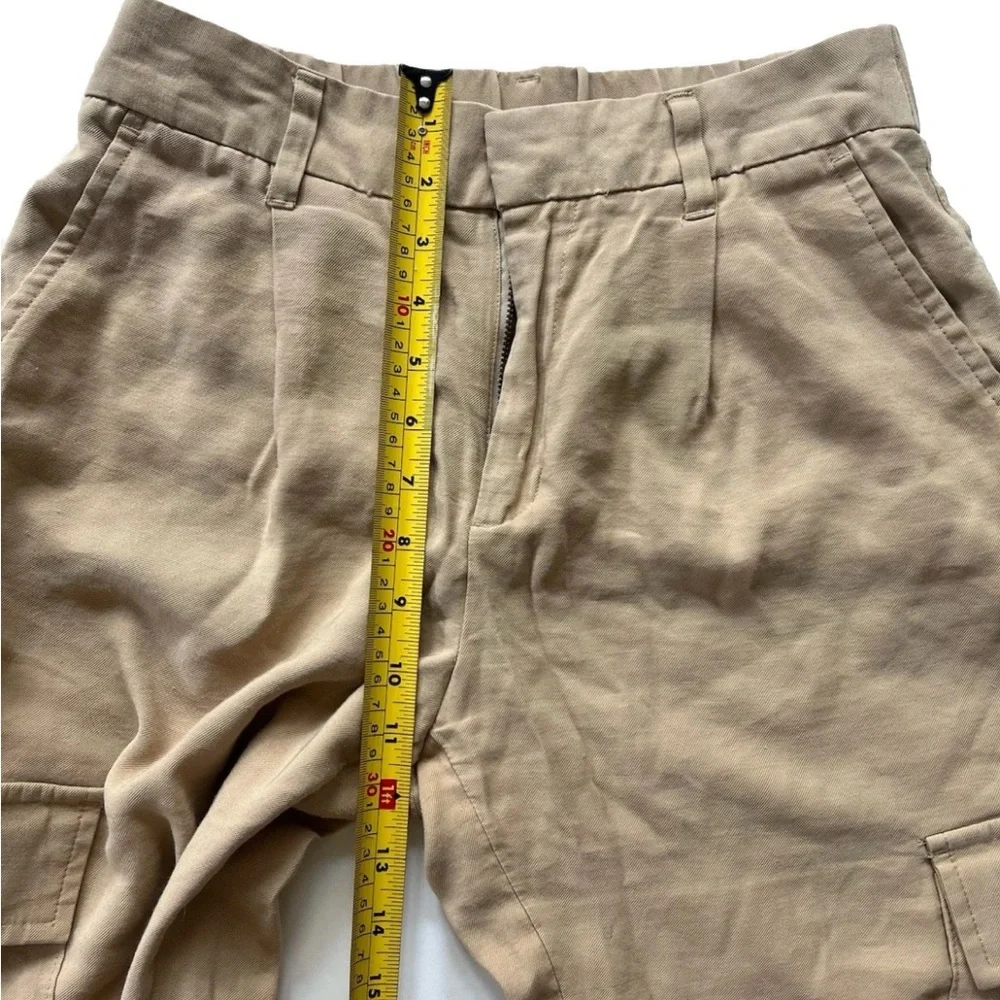 A New Day Tan Ankle Cargo Pants Women’s 4 Elastic Waist Multi Pockets Office